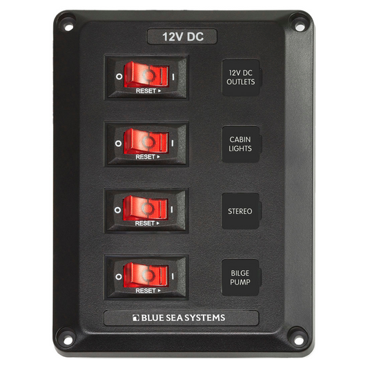PANEL 4 INTERRUPTORES BLUE SEA 12/24V #8262