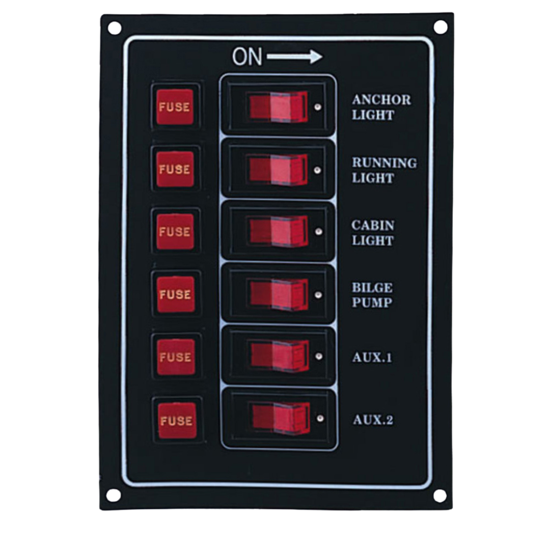 PANEL 6 INTERRUPTORES SEA DOG 6-1/2" X 4-1/2"  #422800-1